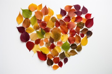 Beauty of autumn with a fall foliage background. Heart shape. Generative AI