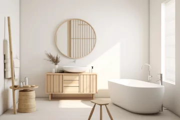 Photo sur Plexiglas Europe du nord Stylish contemporary Minimalistic sandstone bathroom.