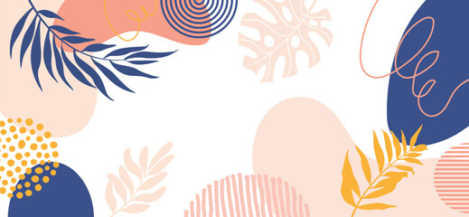 line art drawing with abstract shape. Abstract Plant Art design for print, cover, wallpaper, Minimal and natural wall art. Vector illustration.