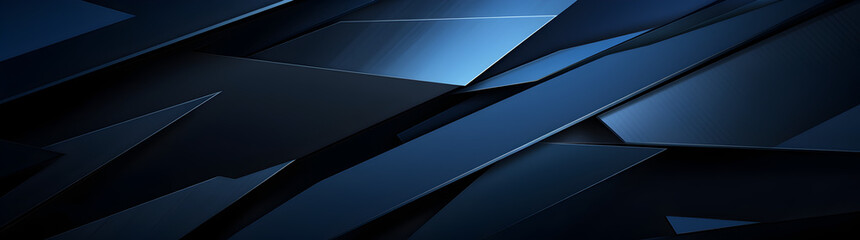 Black blue abstract modern background for design. 3D effect. Diagonal lines, stripes. Triangles. Gradient. Metallic sheen. Minimal. Web banner. Wide. Panoramic. Dark. Geometric shape.  AI Art Generate
