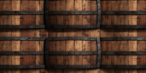 Wine Barrels Stacked in Rows at Winery