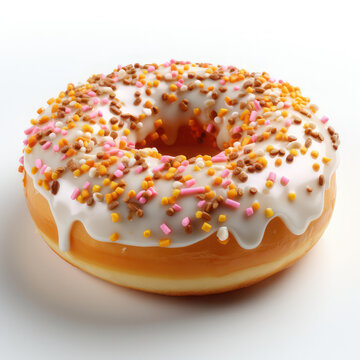 Donut on a white background. AI generative.