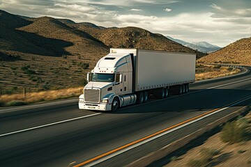 Freight and logistics. Semi-truck on highway transportation and business Concept