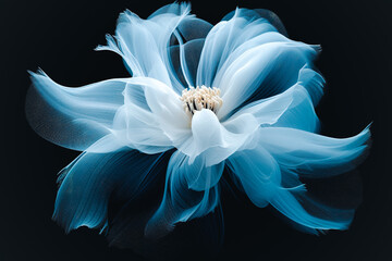 Beautiful blue flower on a black background. Floral background.