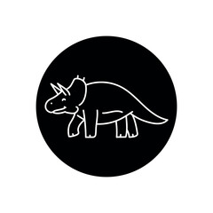 Child toy rhinoceros black line icon.