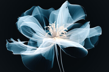 Beautiful blue flower on a black background. Floral background.