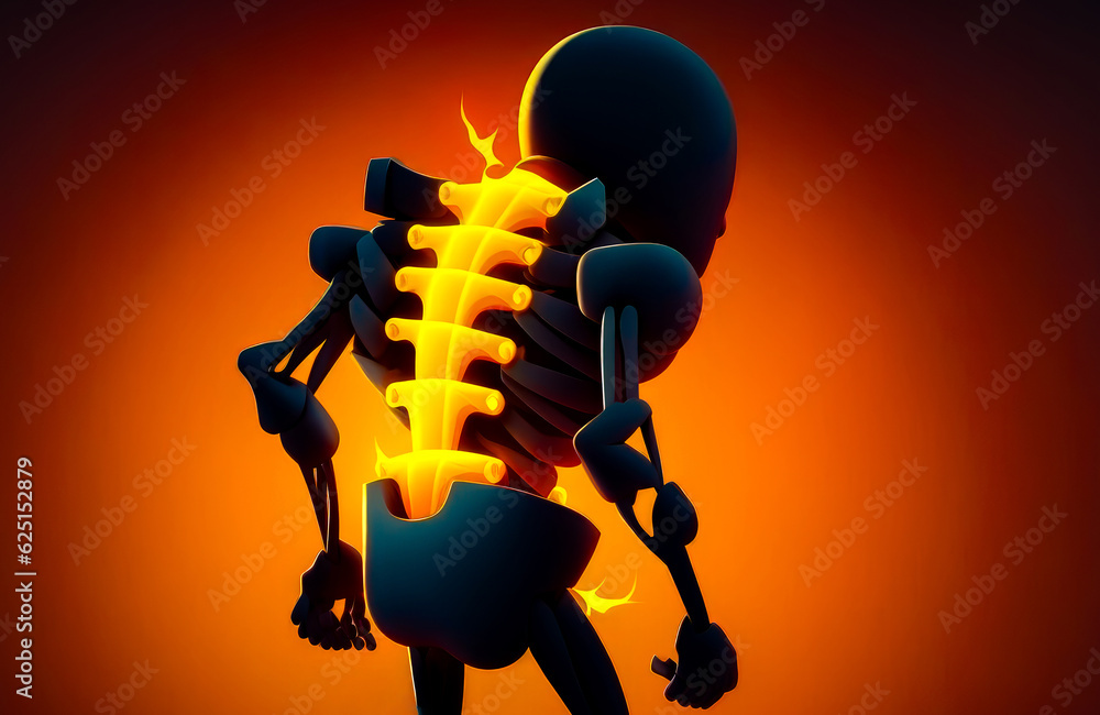 Poster skeleton is running with flame coming out of it's back. generative ai.