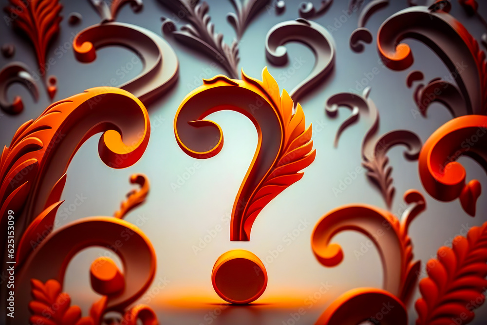 Poster question mark with question mark in the middle of the question mark. generative ai.