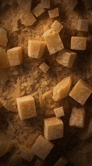 parmesan chunks pattern photorealistic close-up, ai generation