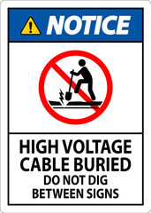 Notice Sign High Voltage Cable Buried. Do Not Dig Between Sign