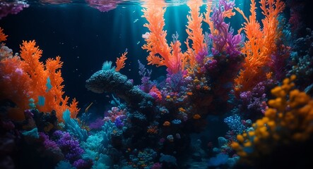 Fototapeta na wymiar A Serene Hollow Colorful Sea Coral Reef