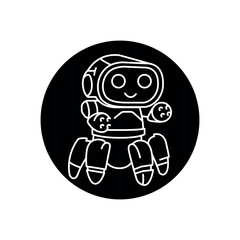 Robot black line icon.