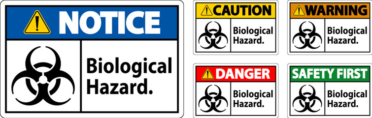 Obraz premium Warning Label Biological Hazard On White Background