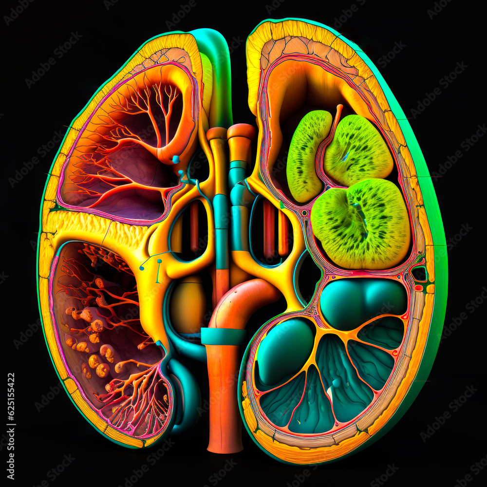 Poster cross section of human body with cross section in the middle. generative ai.
