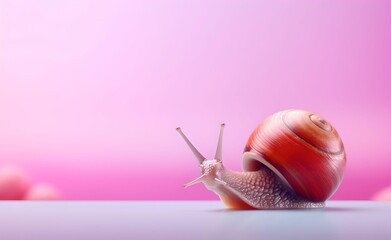 Creative Animal Insect Concept. Snail over pastel bright background. Generative AI.