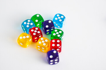 Colorful dice on a white background