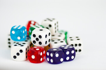 Colorful dice on a white background