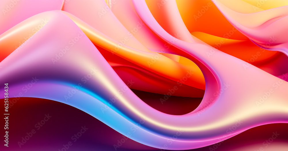 Poster abstract fluid 3d render holographic iridescent neon curved wave in motion light dynamic background.