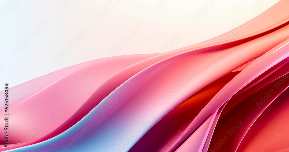 Poster abstract fluid 3d render, glossy, reflective metallic, organic curve wave in motion. gradient design