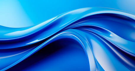 Obraz premium Abstract 3D blue fluid twisted wavy glass morphism. Design visual element for background, wallpaper, banner, cover, poster or header