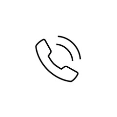 Phone and call icon editable stroke style isolated. Handset icon with waves. Telephone symbol for your design, logo, sign UI. Vector illustration.
