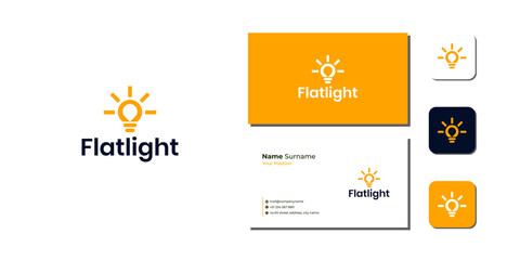 Bulb Ray Sun Logo Template Bundle With Business Card And Icon vector