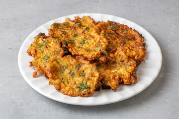 Mucver, Turkish traditional food. (Turkish cuisine) Homemade Food with Zucchini.