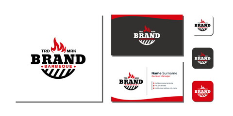 Grill Logo Template Bundle With Business Card And Icon vector