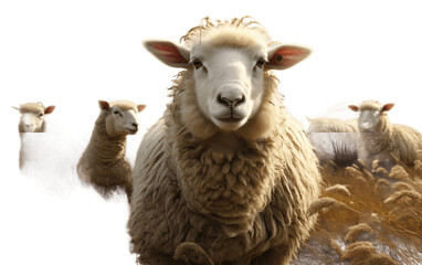 Set of Sheep on Transparent Background. Generative AI