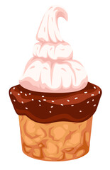 Dessert with mousse and chocolate on cookie vector