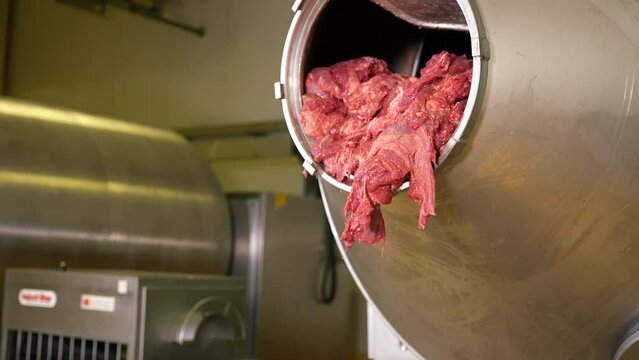 Modern workshop for processing and production of meat products. Meat factory, meat production.