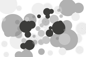 Fototapeta na wymiar Geometric background with gray circles and halftone dots, design element