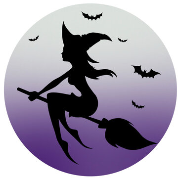 Halloween Witch Flying Silhouette
