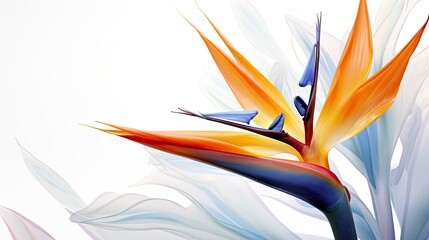 Exotic bird of paradise flowers watercolor illustration - Generative AI. - obrazy, fototapety, plakaty