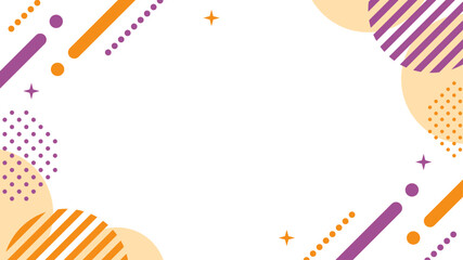 幾何学　フレーム 　メンフィス　紫　オレンジ　ハロウィンカラー　ベクター