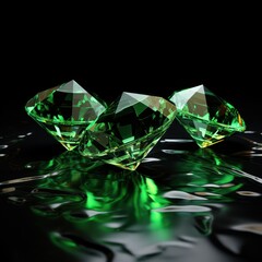 The Emeralds Gemstone Jewelry Cut Isolated. Green Round Cut Emeralds. Emerald gems isolated. Emerald, Sapphire or Tourmaline green crystals. Gems. Made With Generative AI.