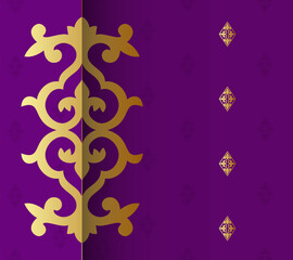 Gold and violet Indian background. Luxury pattern template. Vector abstract design elements. Great for invitation and greeting cards, packaging, flyer, wallpaper or any desired idea. Asian ornament