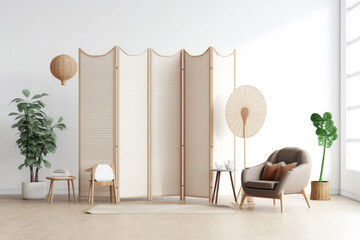 Room Divider Scandinavian Style On White Background. Generative AI