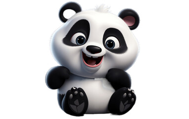 Panda Character on Transparent Background. Generative AI