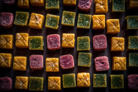 Doda barfi Indian sweets pattern close - up, ai generation