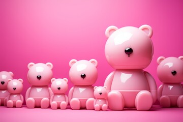 Obraz na płótnie Canvas Trendy pink shiny teddy bears. Minimal luxury concept. 