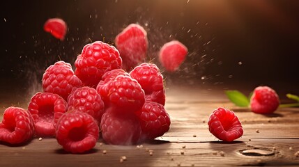 Raspberry on wooden table
