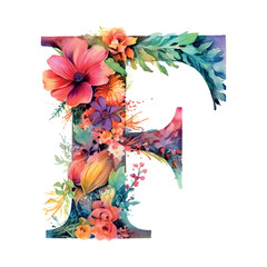 Modern monogram F watercolor, great design for any purposes. alphabet