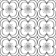 Crescent Moon and Star burst Geometric Tile Vector Seamless Pattern