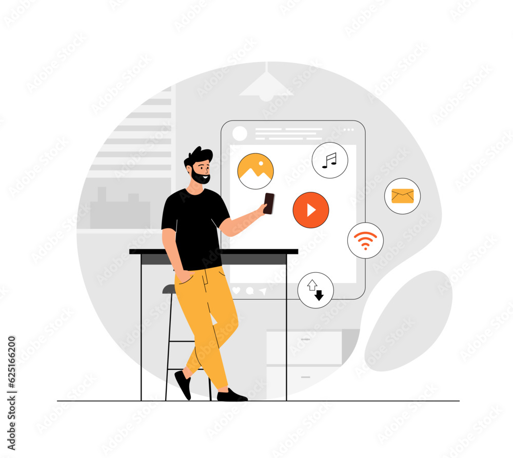 Aufkleber wireless technology, digital world concept. wireless connection and communication in social networks