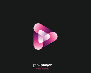 Creative pink play button logo gradient