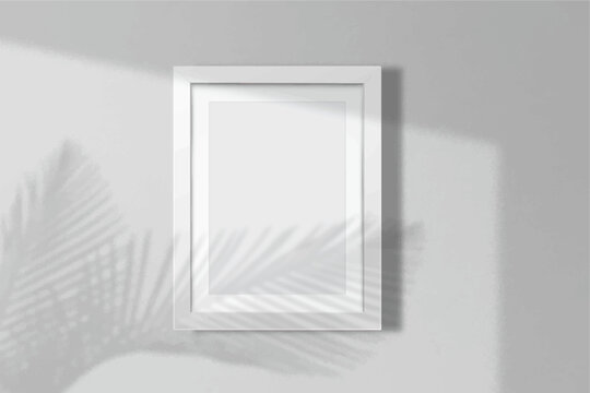 Photo picture frames on white wall isolated background. Vector white mockups or empty posters. Empty photo frames mockups for pictures or photography portfolio showcase, realistic 3D blank templates.