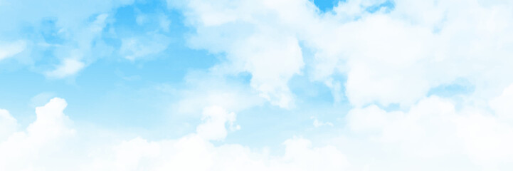 Background with clouds on blue sky. Vector background