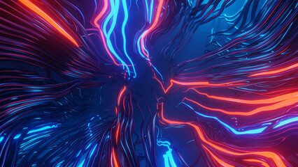 Abstract Neon Background, Neon Fractal Backdrop