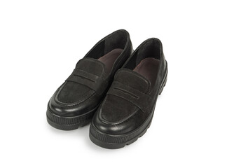 black leather shoes isolated